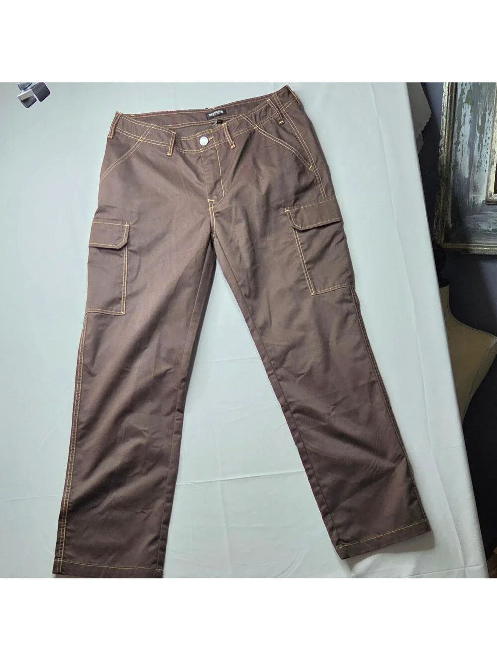 NWT True Religion Men's Warped Horseshoe Baggy Cargo Pants Bracken Brown 34x32